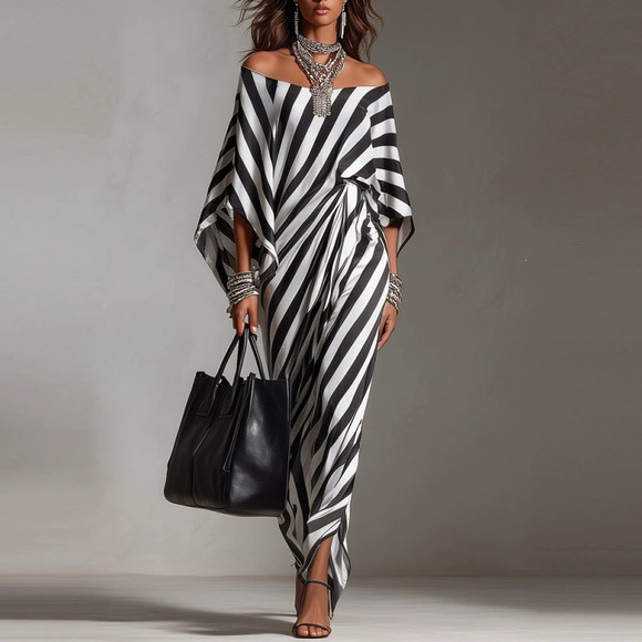 Dresses & Skirts - ZARA Women Loose Striped Off Shoulder Dress Spring Summer Fashion
